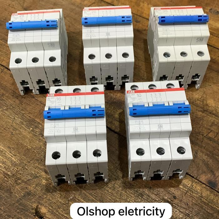 MCB 3 PHASE ABB ORIGINAL PLN 10A 16A 20A 25A 35A ORIGINAL DAN TERPERCAYA