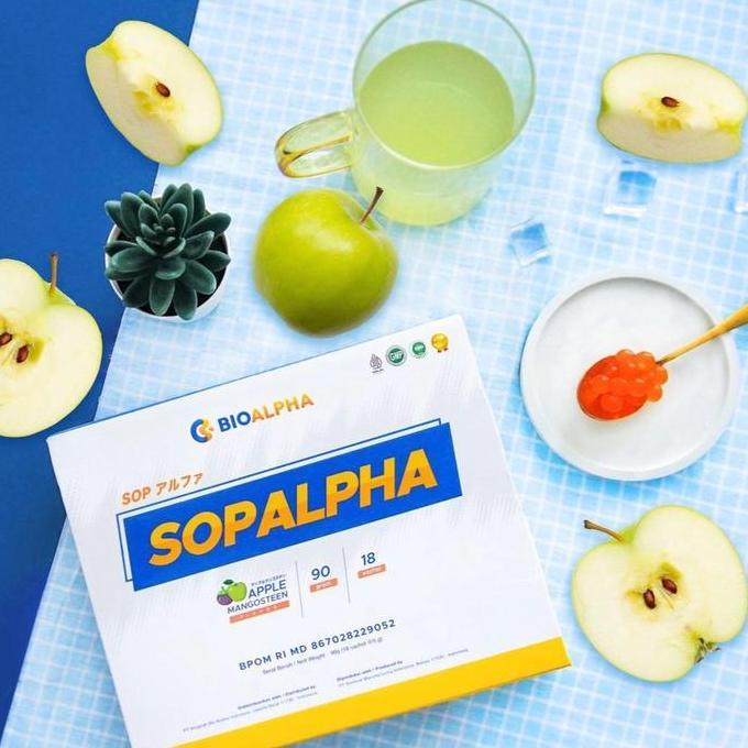  1 Box 18 Sachet Sopalpha Minuman Serbuk Rasa Apel Manggis Original Terbaru 