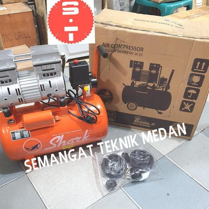 OV10-25 COMPRESSOR KOMPRESSOR OILLESS SILENT 1HP 1 HP 25 LITER SHARK