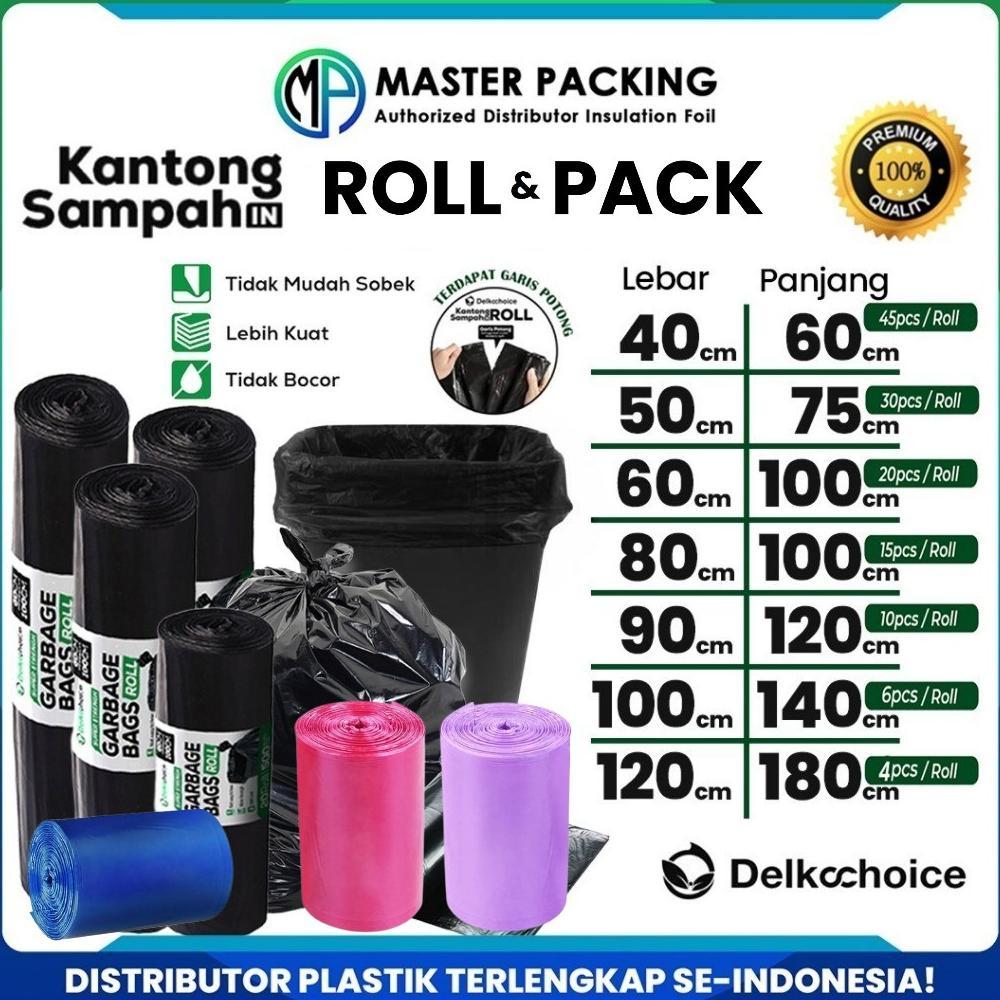 Kantong Kresek Plastik Sampah Per-Roll / Plastic Trash Bag / Garbage Bags Hitam Tebal Delkochoice