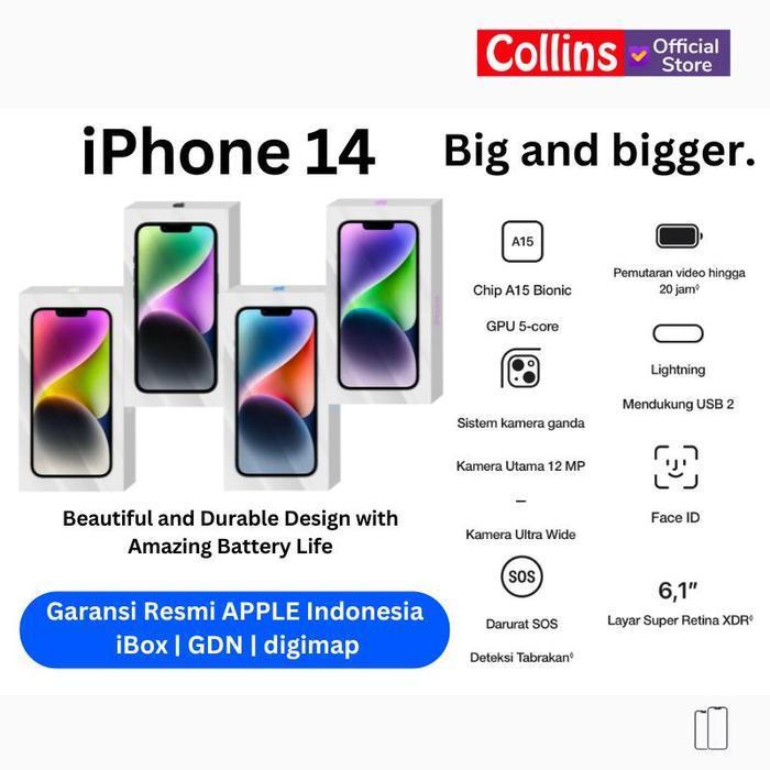 [COLLINS X K] APPLE IPHONE 14 A15 BIONIC 6GB RAM CPU 6C / GPU 5C RESMI IBOX GDN DIGIMAP ORIGINAL DAN