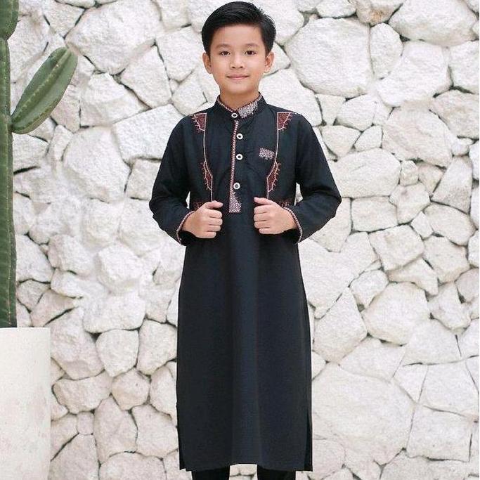 NEW BAJU KOKO ANAK ROMPI MODEL PAKISTAN BORDIR ANAK LAKI-LAKI USIA 3-8 TAHUN FASHION MUSLIM BAHAN KA