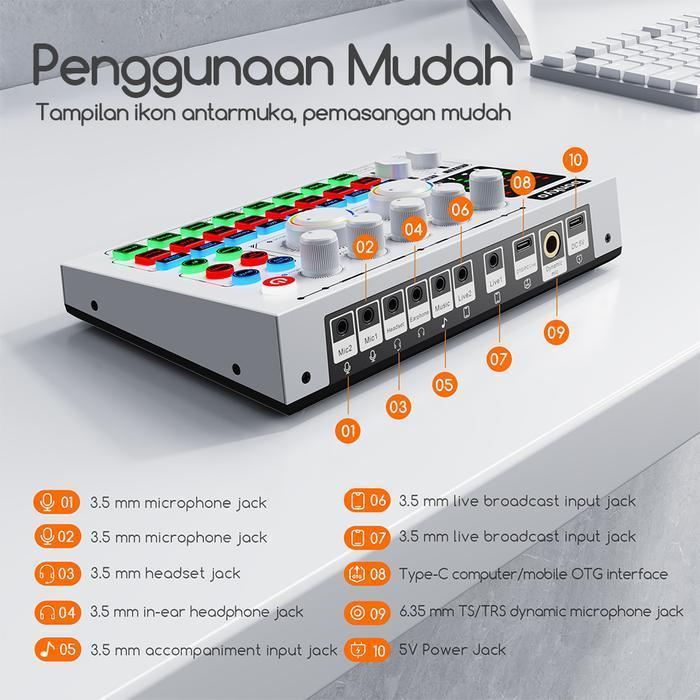 BONKYO F999MAX SOUND CARD BLUETOOTH LIVE SOUNDCARD F999MAX SOUNDCARD AUDIO LIVE MIXER UNTUK LIVE STR