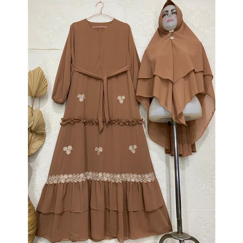 BEST SELLER GAMIS SYARI CERUTY RENDA / GAMIS TERBARU MIX RENDA BUNGA CANTIK / GAMIS CERUTY BABYDOLL