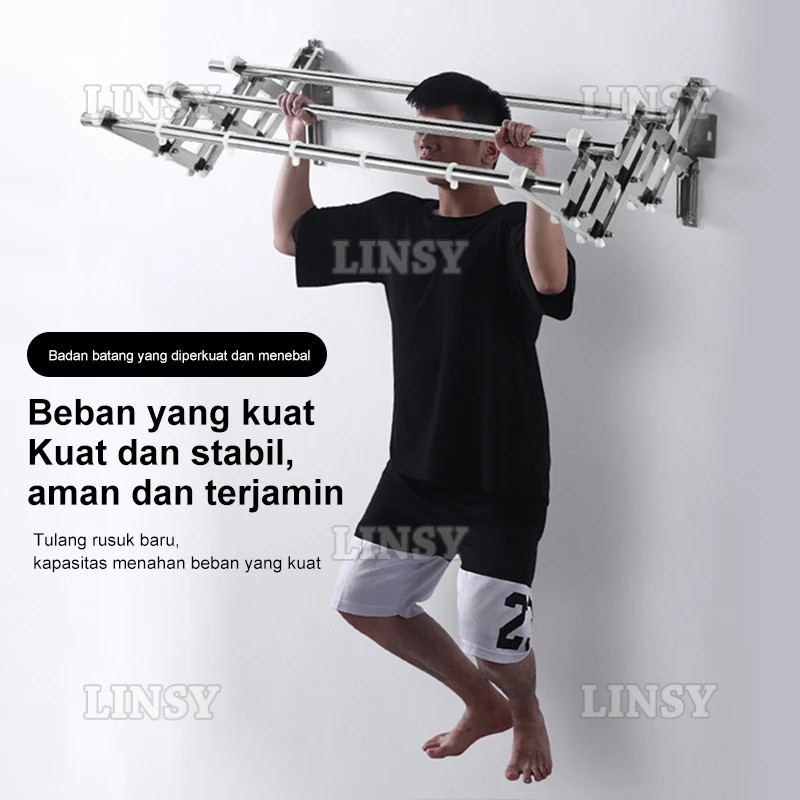 Jemuran Baju Dinding Jemuran Dinding Stainless Steel Jemuran Dinding Lipat 100/120/150/180/200Cm