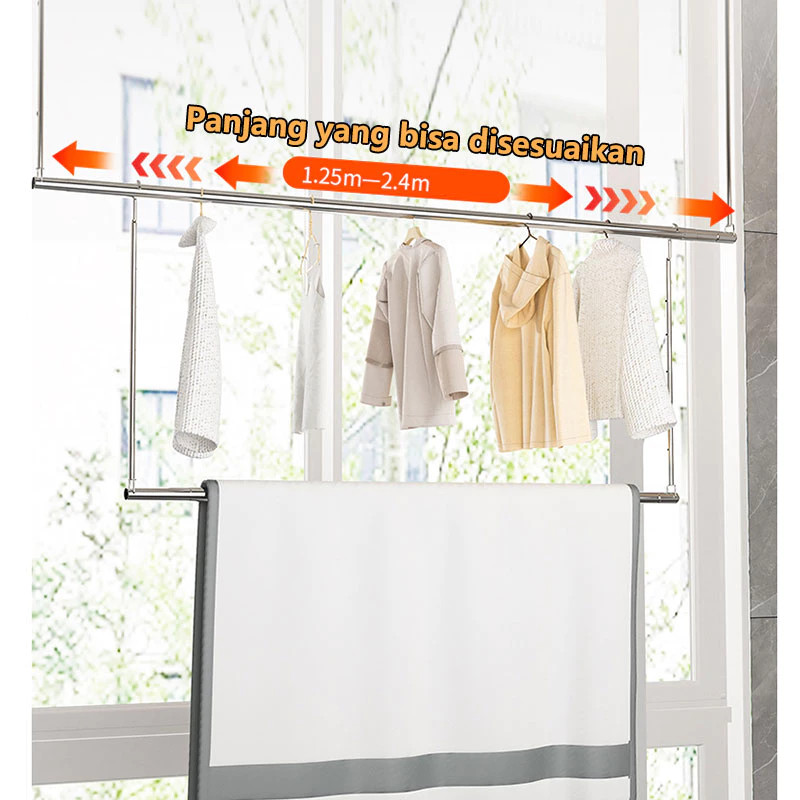 Jemuran Gantung Jemuran Portable Stainless Steel Jemuran Untuk Balkon Kanopi Tiang