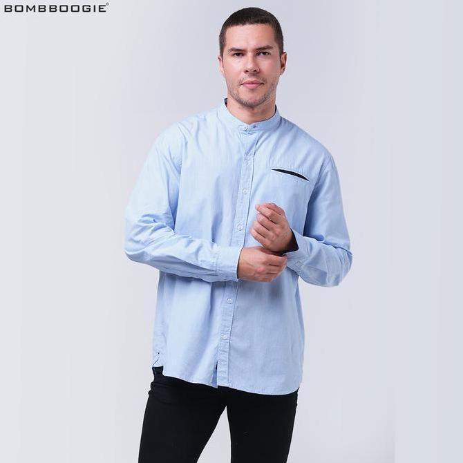 Bombboogie Kemeja Koko Pria Gato Blue White 24932B5BI