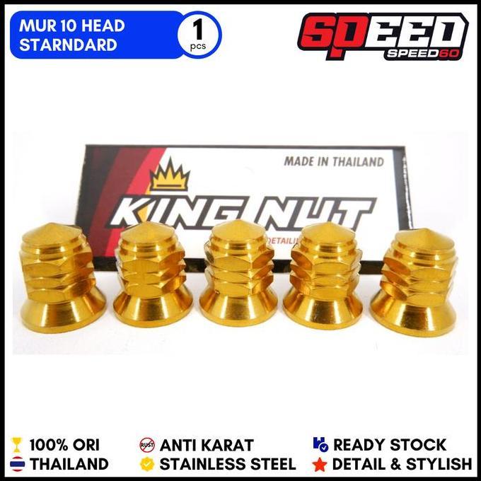 MUR 10 HEAD BLOK TUTUP HED GOLD STAINLESS KING NUT PREMIUM