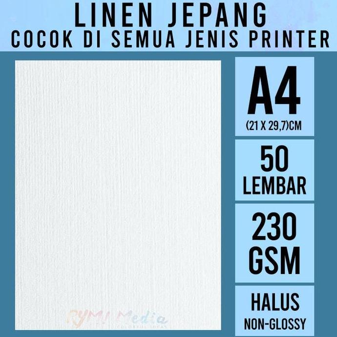 Rafariki - LINEN Jepang 230 gsm A4 isi 50 lbr / Kertas HVS Linen Tebal 230 gram