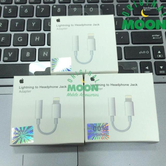 converter audio iphone 7 8 plus lighting to jack 3.5 original earphone