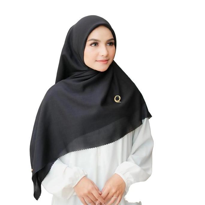 Foulard- Kerudung Segi Empat Hijab Elzahra Paris 120 Square Nita Hitam Syari Basic - Voal