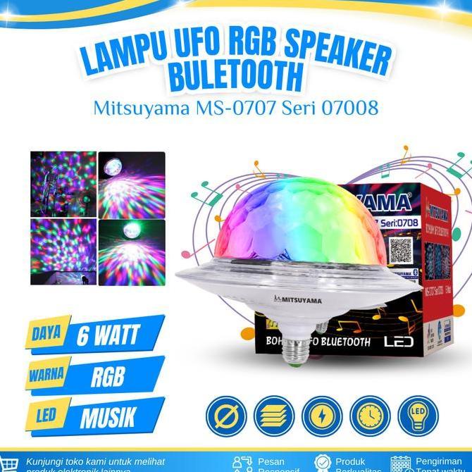Lampu Led Speaker Bluetooth UFO Lampu Disco 6 watt Mitsuyama MS-0708 pakai remote