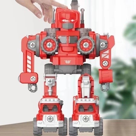 Yunleo 5 In 1 Mainan Mobil Truk Pemadam Kebakaran Mainan Anak Robot Mobil Konstruksi Pemadam Kebakar