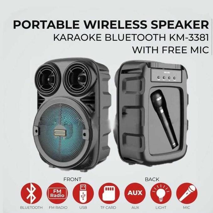 SPEAKER MIC KARAOKE SPEAKER BLUETOOTH WIRELESS AKTIF KIMISO 3381