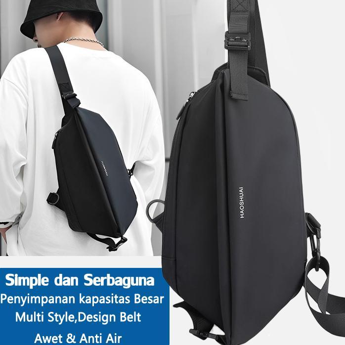 Highland Tas Selempang Pria Keren Slinbag Cowok Hitam Casual Tas Slempang Cowok Tas Sandang Tahan Ai