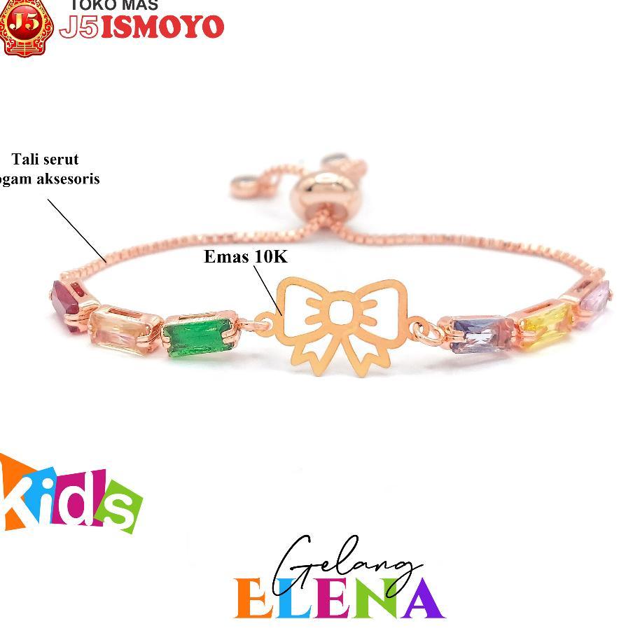 Gelang Anak Tali Serut Kombinasi Emas Mas 10K Asli Elena J5 Ismoyo
