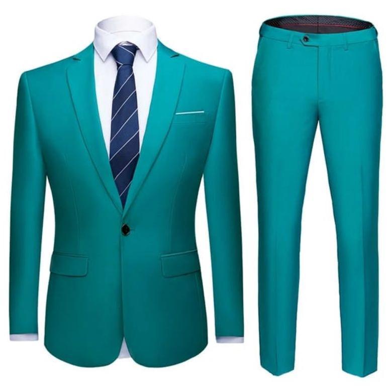 Diskon Setelan Jas Blazer Pria Hijau Tosca Slim Fit