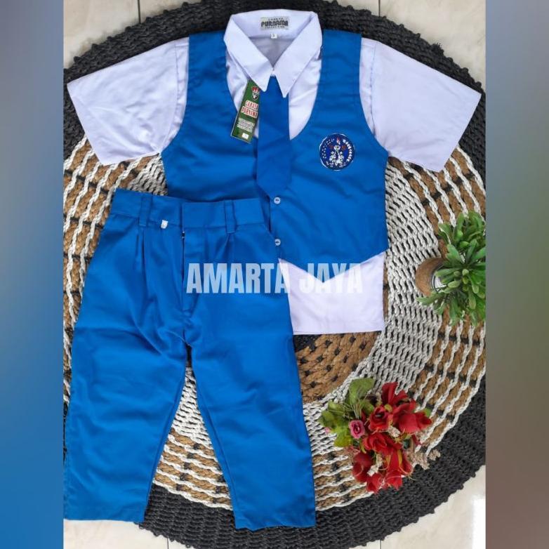 Free Ongkir Seragam Paud Dan Tk Cowok Baju Pendek Celana Panjang Laki-Laki Seragam Sekolah Warna Bir