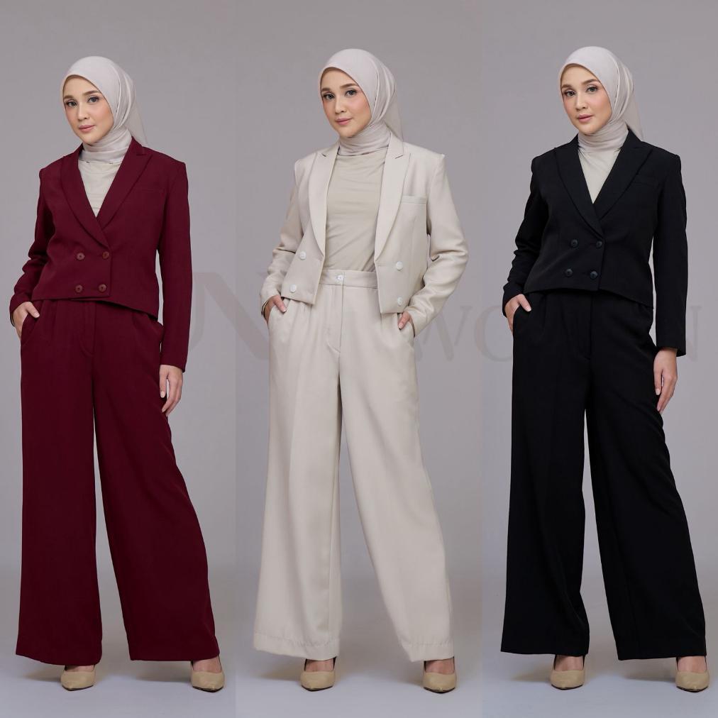 Free Ongkir Leia Blazer - Blazer One Set - Setelan Blazer Celana Kulot Wanita Formal Casual - WomenS