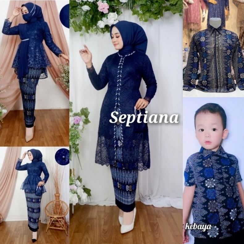 Free Ongkir Sk - Baju Kebaya  Couple  Ibu Besan Warna Navy / Kebaya Modern  Tunangan  Couple  Keluar