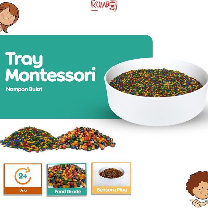 Tray Montessori Sensory Tray Nampan Bermain Anak Bulat Putih Toys