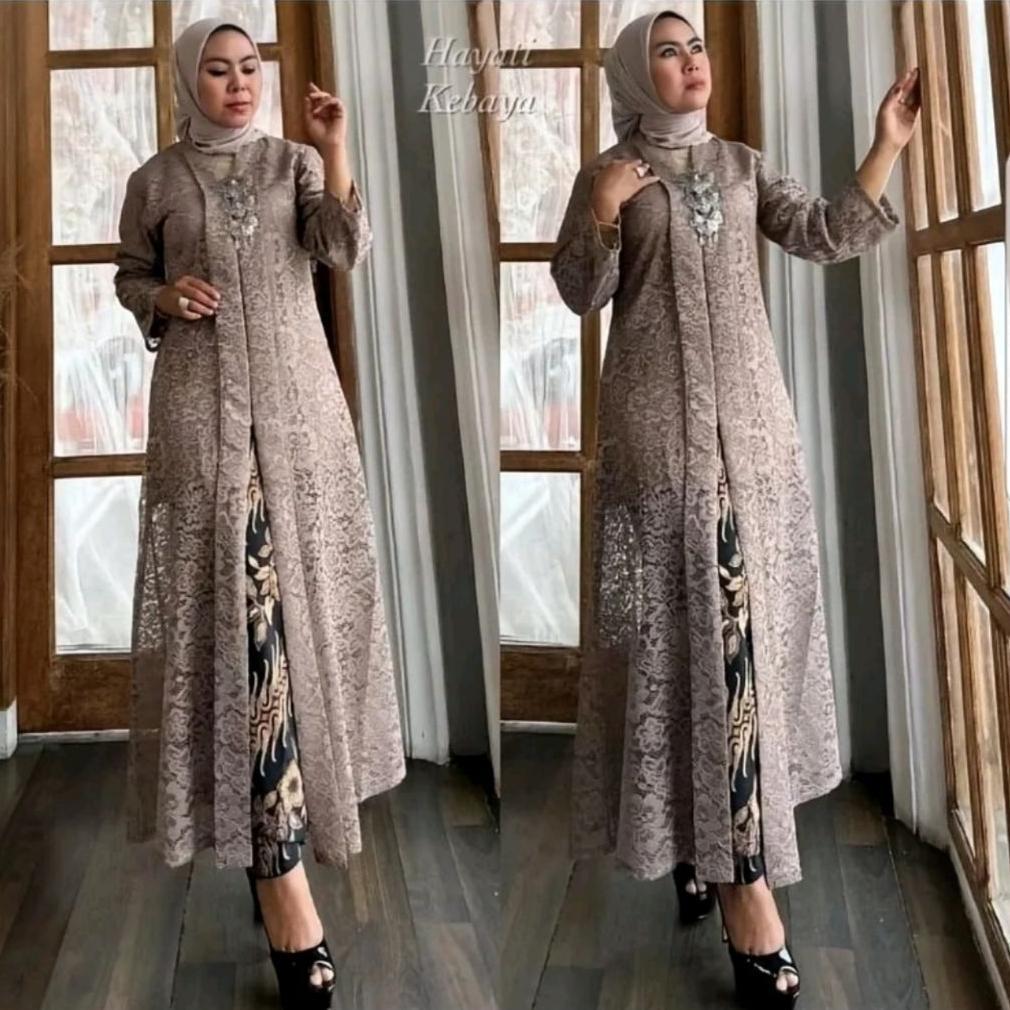 Diskon Atasan Kebaya Jumbo Ld 120 Set Kebaya Tunik Brokat Modern Kartini Floy Panjang Bahan Brukat P