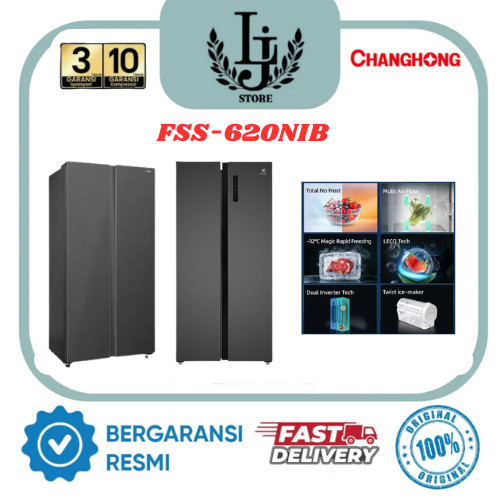 Kulkas Side By Side 2 Pintu Inverter Changhong FSS-620NIB/FSS-630NIGB Kulkas Side by Side Changhong 