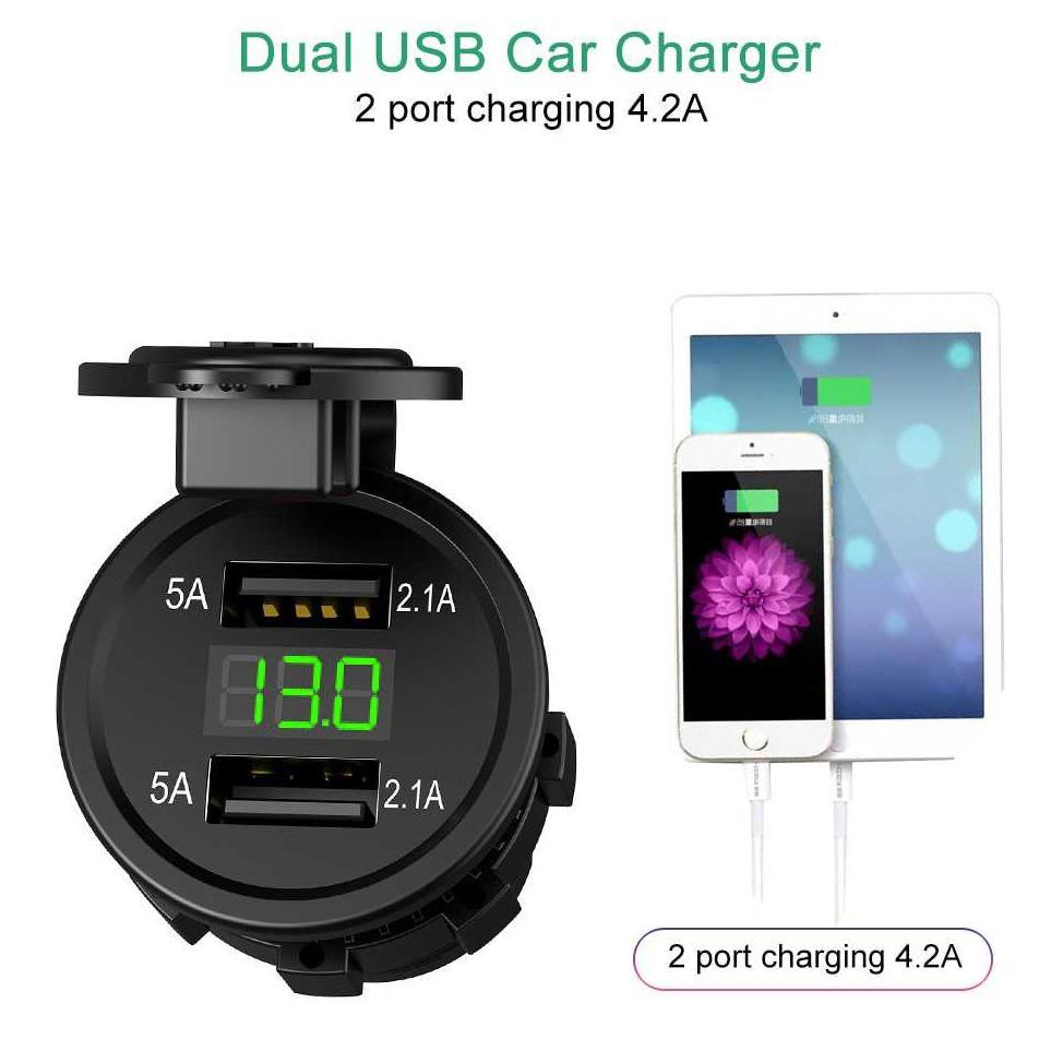 SYERLISUPPLY CHARGER MOTOR 3 PORT USB FAST CHARGING DENGAN LED VOLTMETER WATERPROOF ORIGINAL ORIGINA