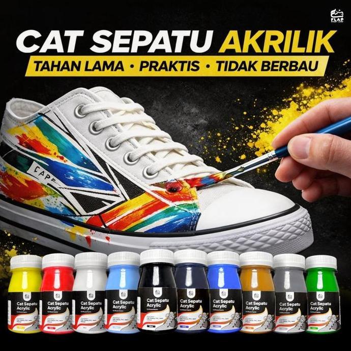 Selikobrter - Flap Shoes Care - Cat Akrilik Sepatu - Cat Sepatu Kulit, Rubber, PVC, Jeans, dan Boost