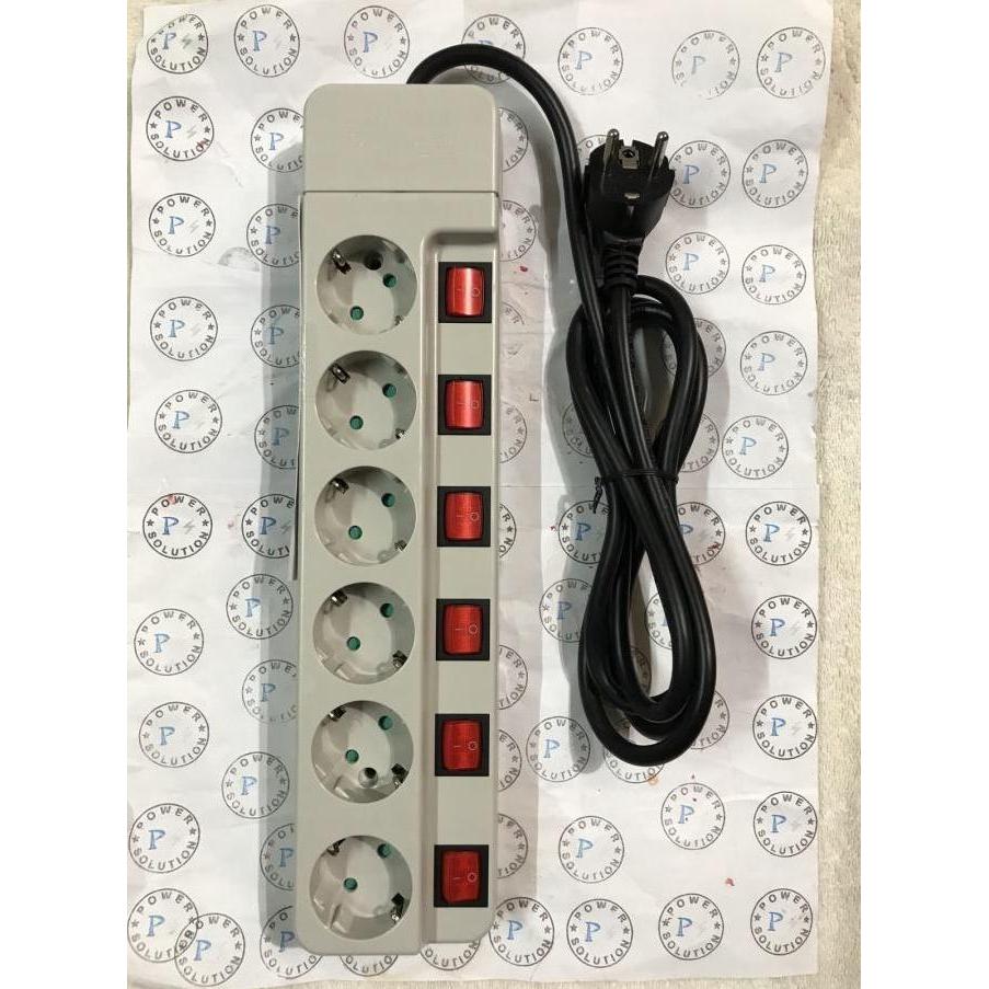 Stop kontak 6 soket + switch + Kabel 16A-250V 3M