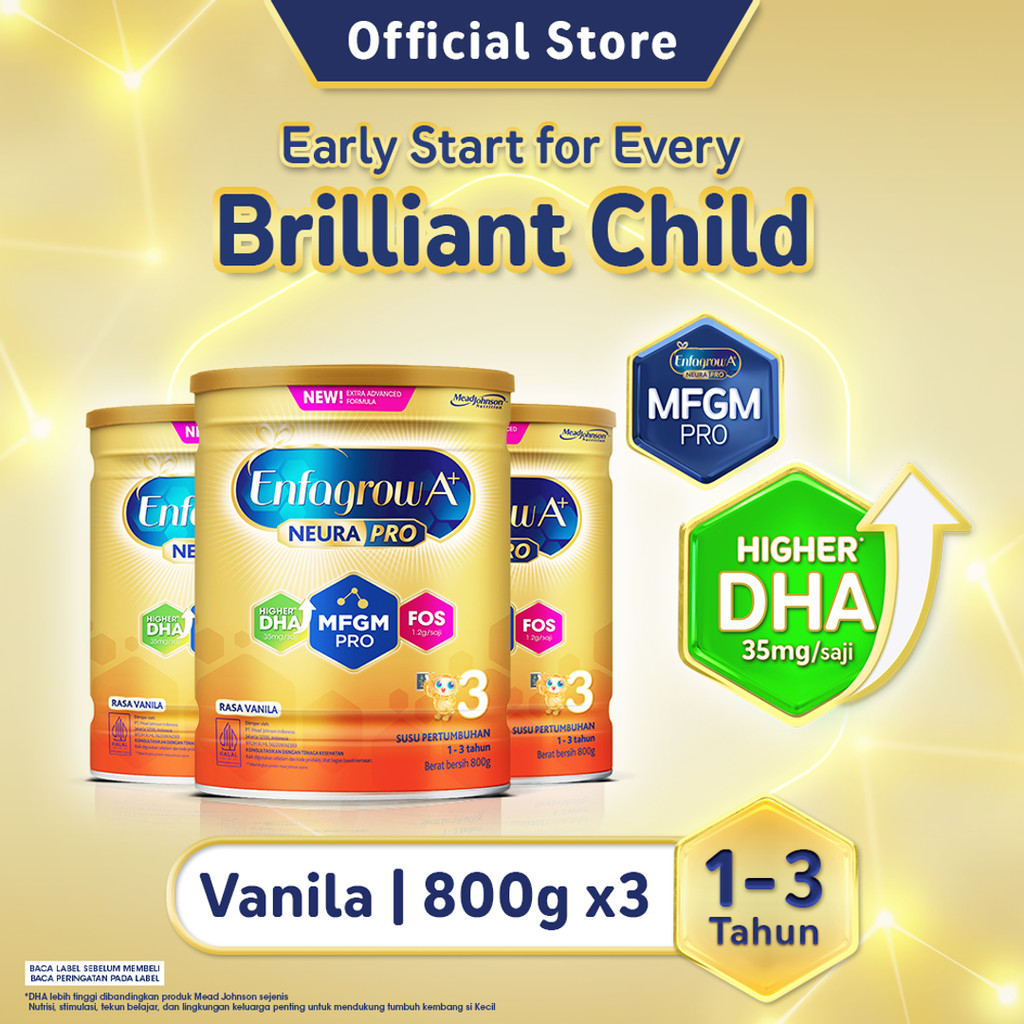 Enfagrow A+ 3 Susu Formula Anak 1 - 3 Tahun Vanila 800 gr x 3