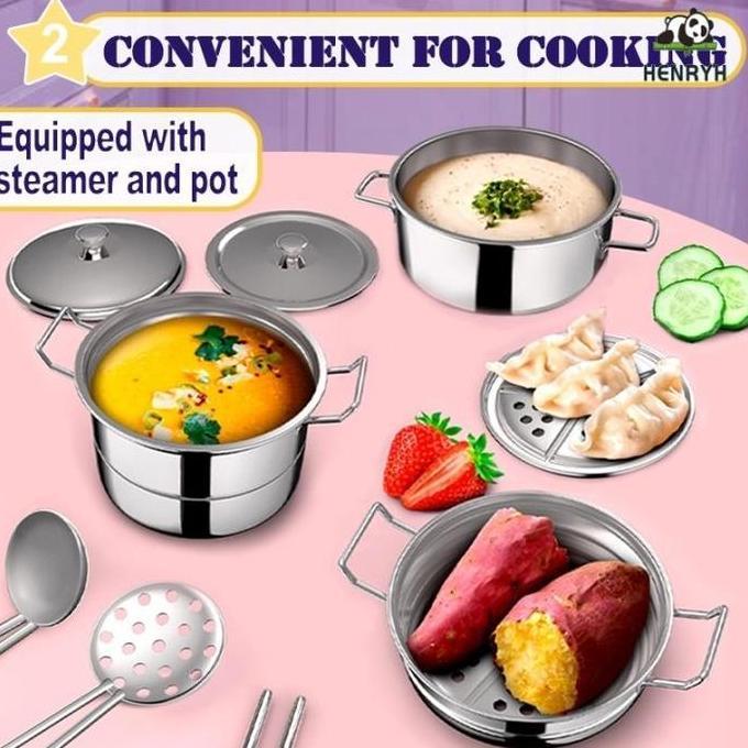 Ready55pcs Mini Kitchen Real Memasak Set Dapur Teka -teki Set Hadiah Ulang Tahun Anak Kotak Mainan T