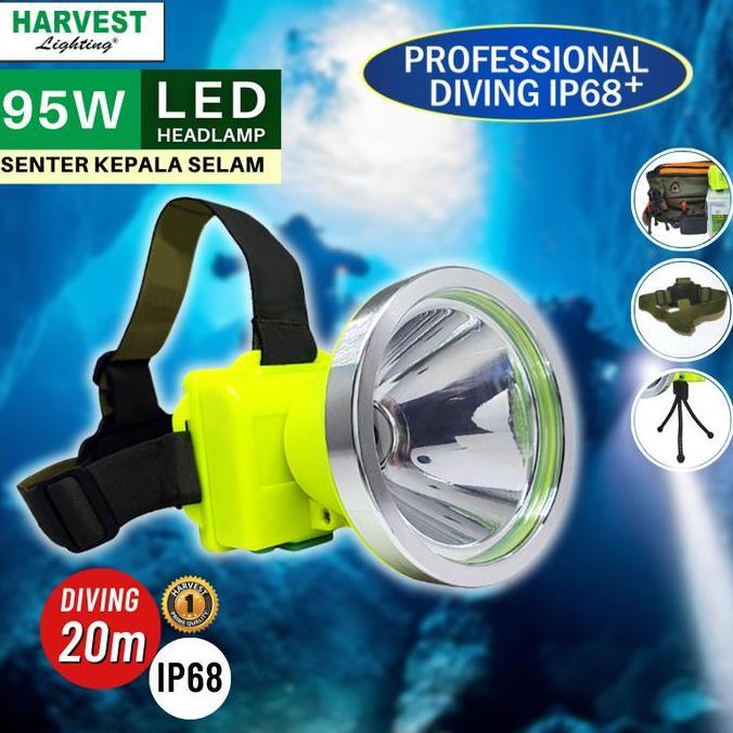 95W HEADLAMP PROFESSIONAL DIVING IP68 HARVEST LED SENTER KEPALA SELAM