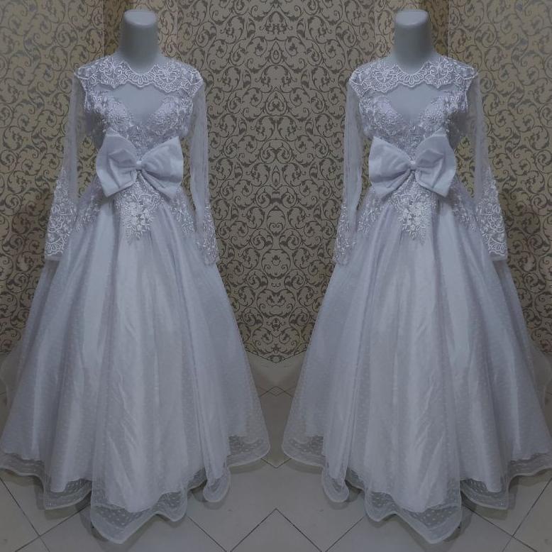 Diskon Gaun Pengantin Murah Longdress Pesta Bahan Tile Dot