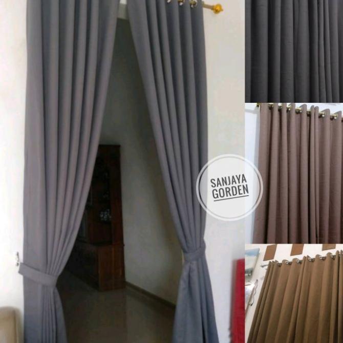 Gorden Blackout Polos Premium Minimalis Tebal Doff Depan Belakang Bahan Embos Sapron Gordeng Jendela