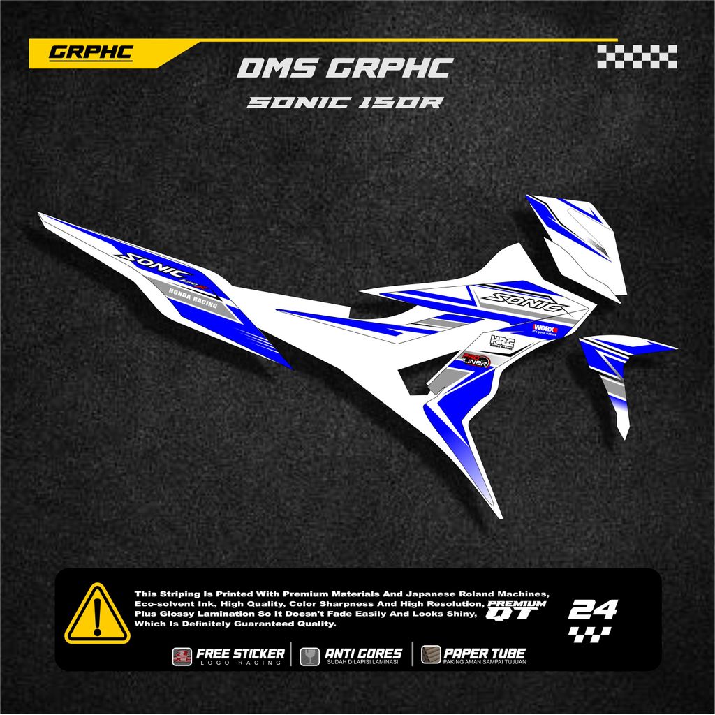 HONDA Striping Sonic 150R Variasi Putih Melindungi Bodi Anti Luntur Banyak Warna