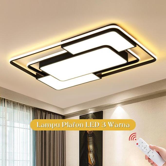 CARACAV COD Lampu Plafon 3 Warna LED 120W Modern Minimalis Bentuk Persegi Gaya Nordic Untuk Dekorasi