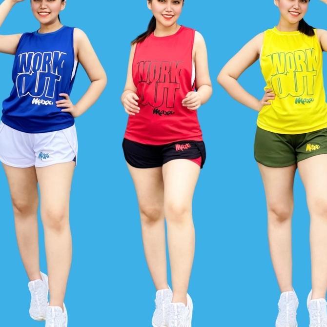 Hotpants & Tanktop Workout Set 2 In 1 Bahan Dryfit Premium