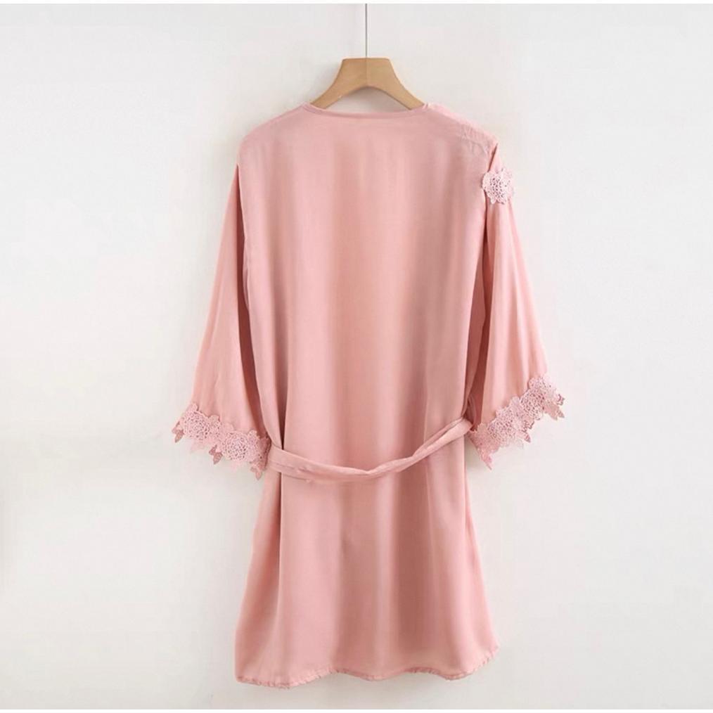 HOT PRODUCT L-034 KIMONO ONE SET DRESS+OUTER LINGERIE ICE SILK KIMONO PANJANG BAJU TIDUR WANITA PREM