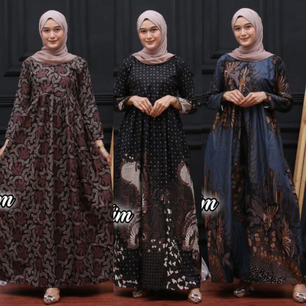 PROMO GAMIS BATIK KEKINIAN CANTIK MURAH POLIESTER KAIN KATUN MOTIF MUSLIM NYAMAN PANJANG STANDAR JUM