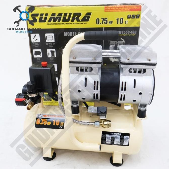 ORIZA Kompresor Angin Tanpa Oli SUMURA OFS 550-10 / Air Compressor Oilless SUMURA OFS550-10 3/4Hp 10