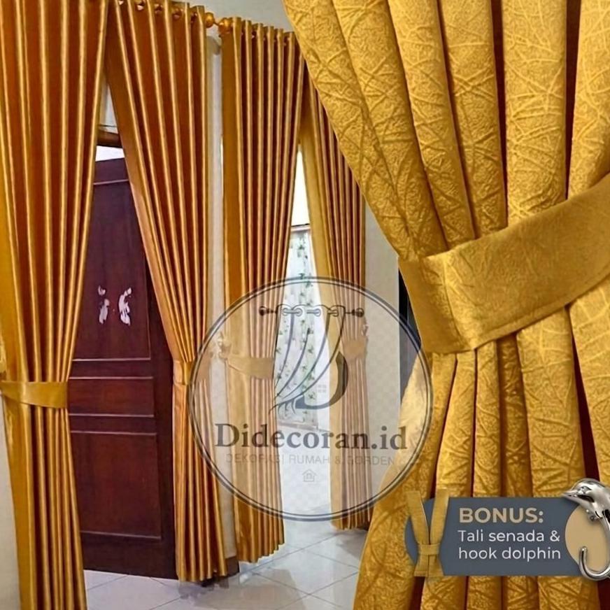 Gorden Blackout Glosy Premium Untuk Pintu Dan Jendela Kamar Ruang Tamu Minimalis Gold