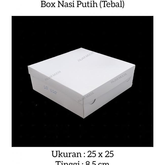 Fajar Mulya - Dus Nasi / Box Nasi Putih / Kotak Nasi / Ukuran 25X25 (Tebal) @25 Pcs
