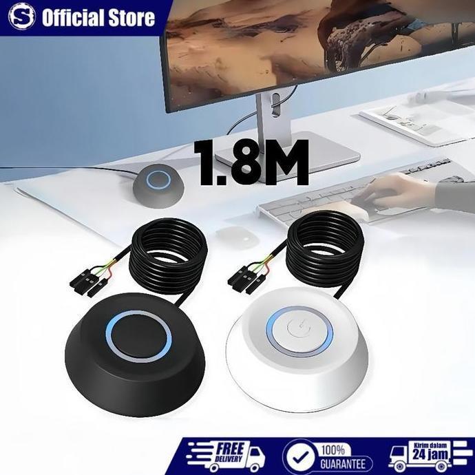 GARAVAR 1.8 Meter Tombol Push On Kabel Power Button Tombol Switch Pc Kabel Tombol Powe Desktop Case 
