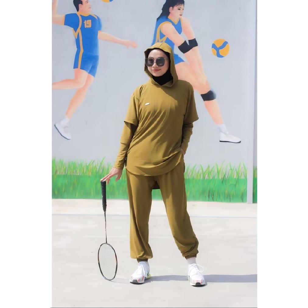 Terlaris Stelan Jenita Set Baju Olahraga Muslimah Jersey Zoya Premium