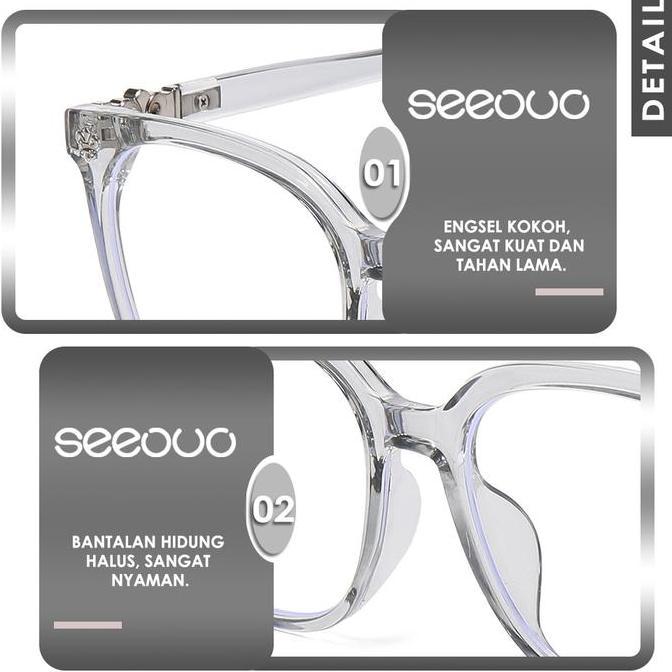 Grosir Seeouo Kacamata Antiradiasi Blueray Style Kotak Tr90 Stylish Frame Simple Unisex Pria Wanita 