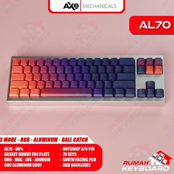 AL70 - 68% - 3 MODE - GASKET - SOUTH RGB  - ALUMINUM - BALL CATCH - MECHANICAL KEYBOARD (TERBAIK) (T