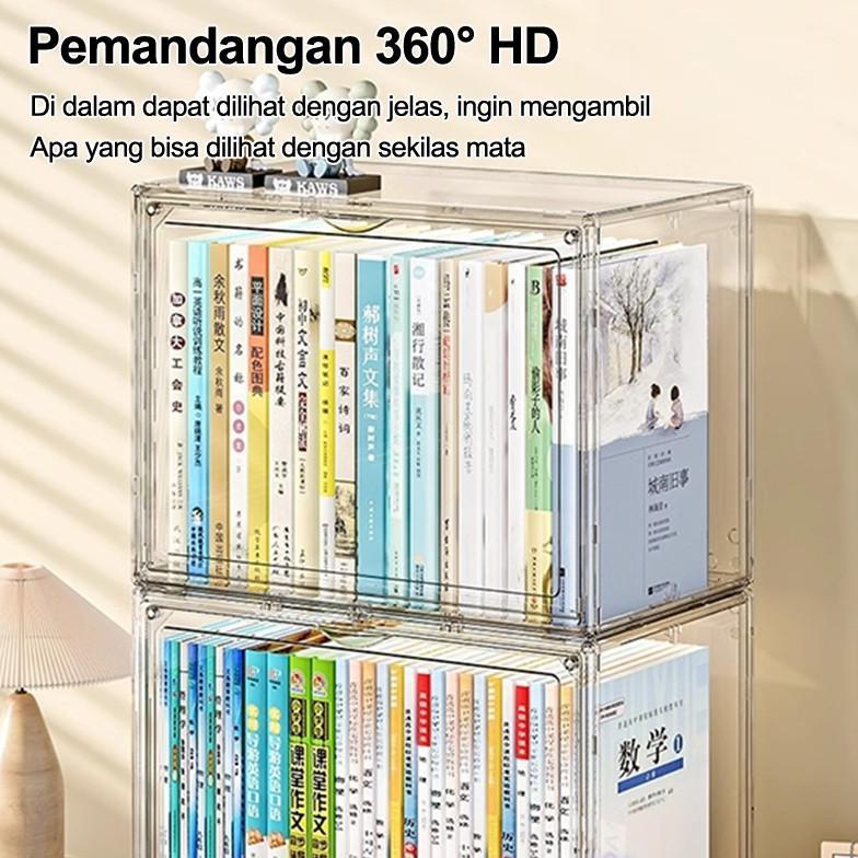 GARANSI STOODER Kotak Penyimpanan Buku Kotak Penyimpanan Transparan Kotak Display Akrilik Rak Buku D