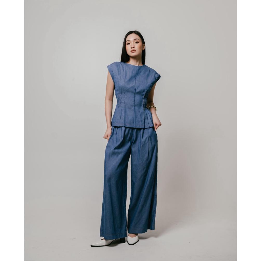 Murah  Croia - Nicole Denim Set (Tersedia Bigsize) | Setelan Denim Wanita | Oneset Wanita Denim Jean