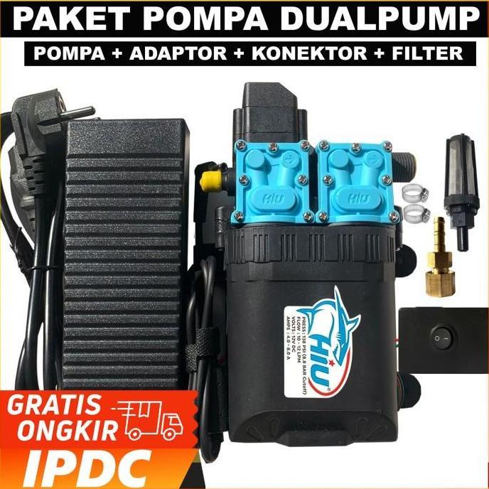 PAKET POMPA DUAL PUMP HIU + ADAPTOR MURNI + KONEKTOR + FILTER INPUT BARU
